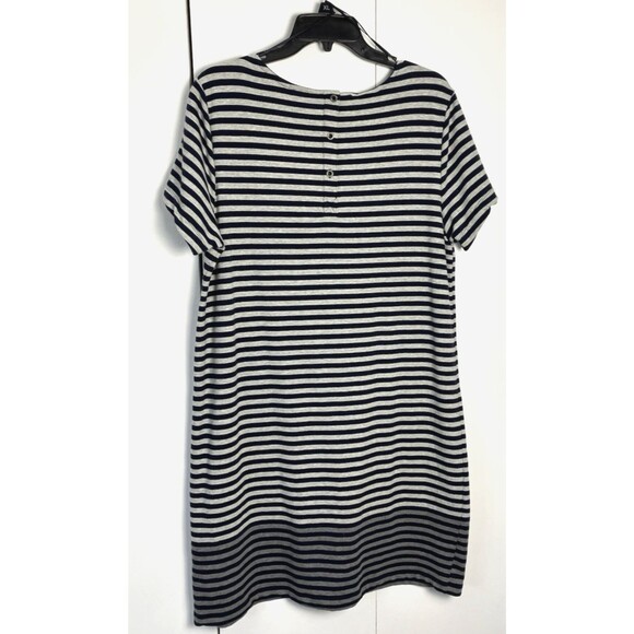 British Khaki Womens Short Sleeve Navy Blue & Gray Stretch Striped Dress Size Xl - Picture 6 of 6